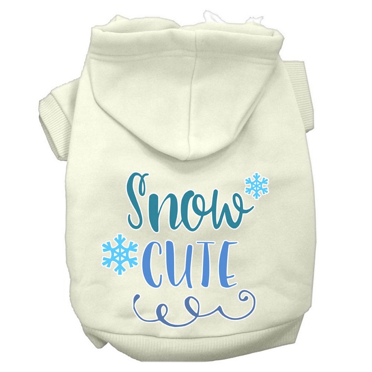 Snow Cute Screen Print Dog Hoodie Cream XXXL